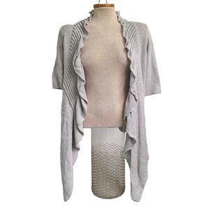 Line 100% Cotton Ruffle Cardigan SMALL Gray Silver Fairy Fairycore 3/4‎ Sleeve S